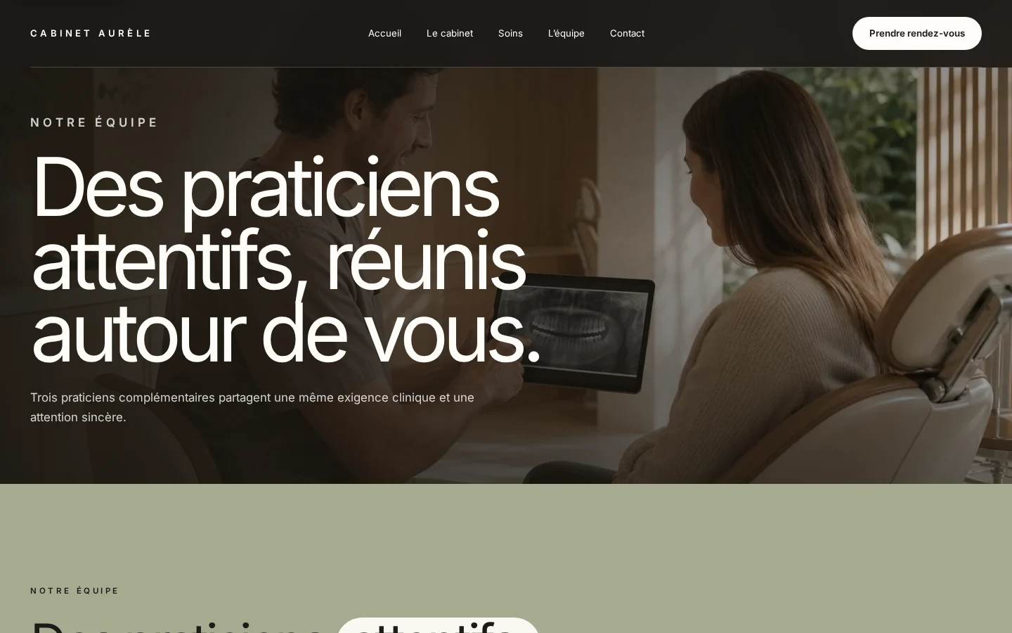 Page de l’équipe du modèle Cabinet Aurele