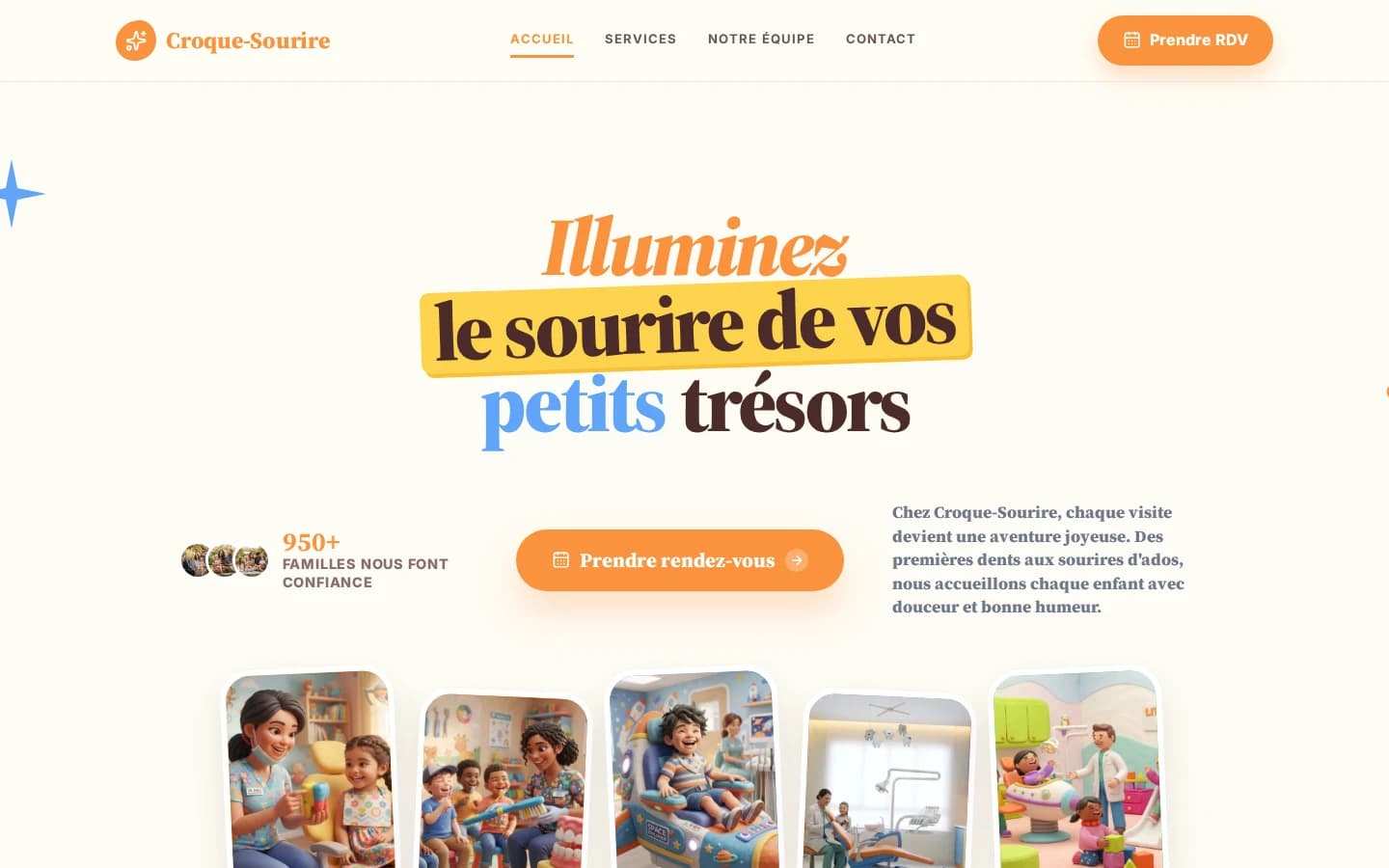 Page d’accueil du modèle Dentiste pédiatrique 02