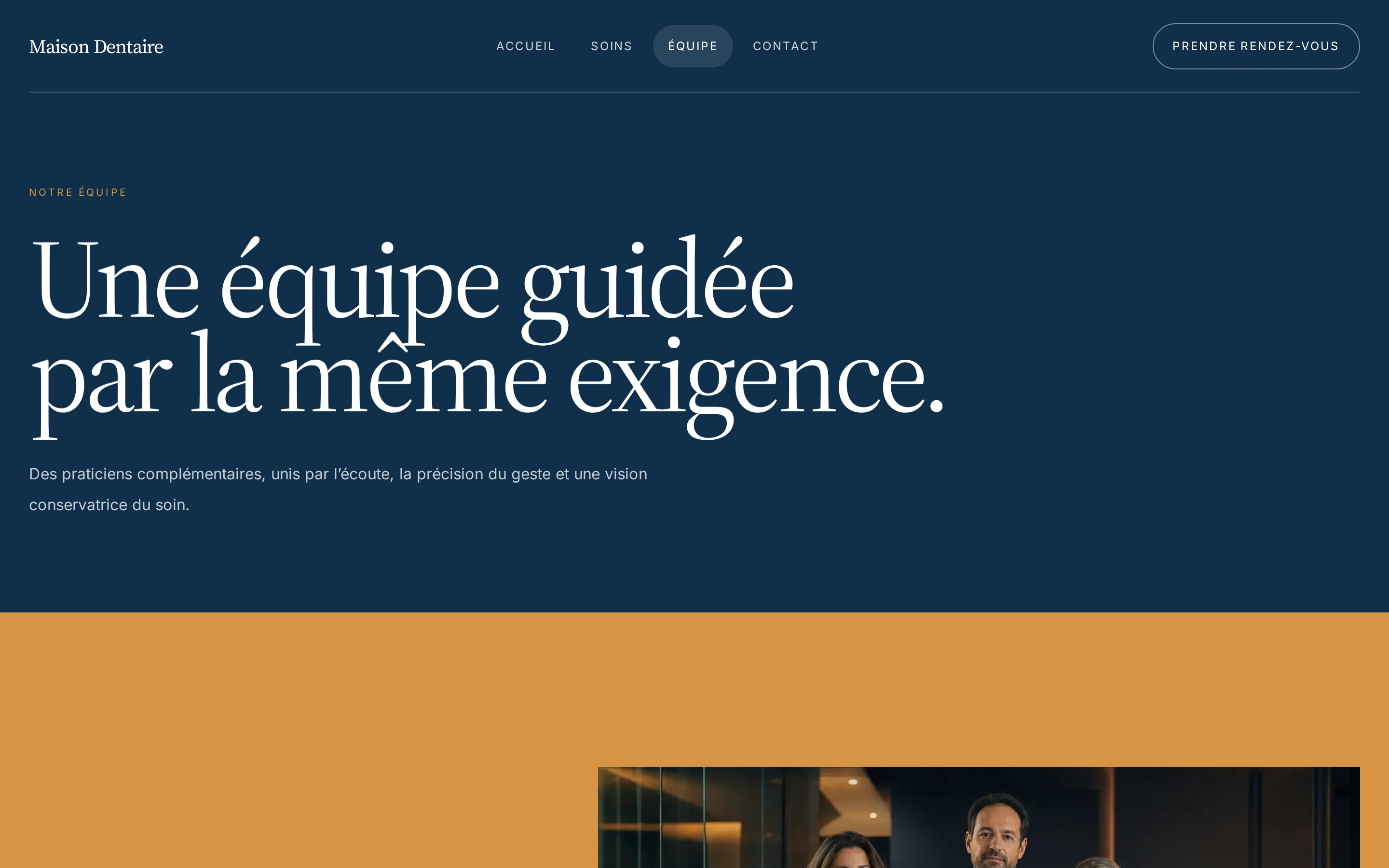 Page de l’équipe du modèle Maison Dentaire