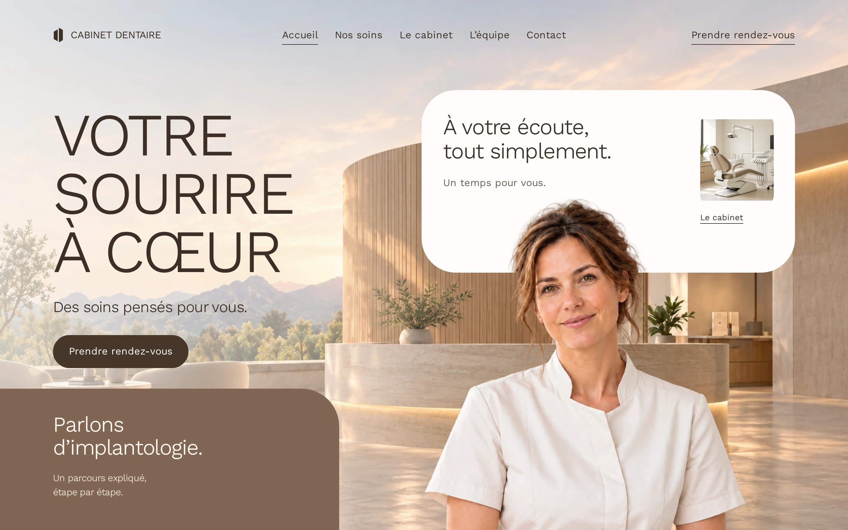 Page d’accueil du modèle Cabinet Travertin
