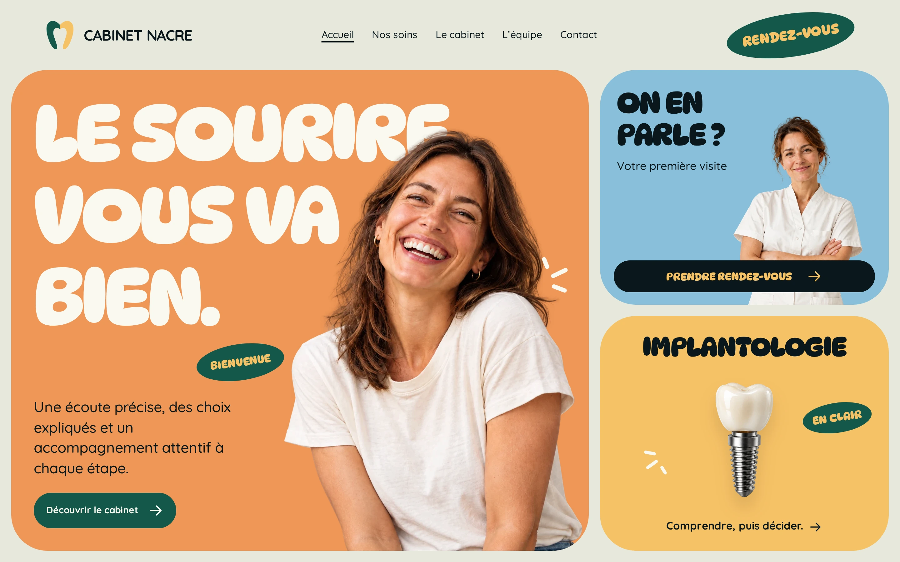 Page d’accueil du modèle Sourire vivant