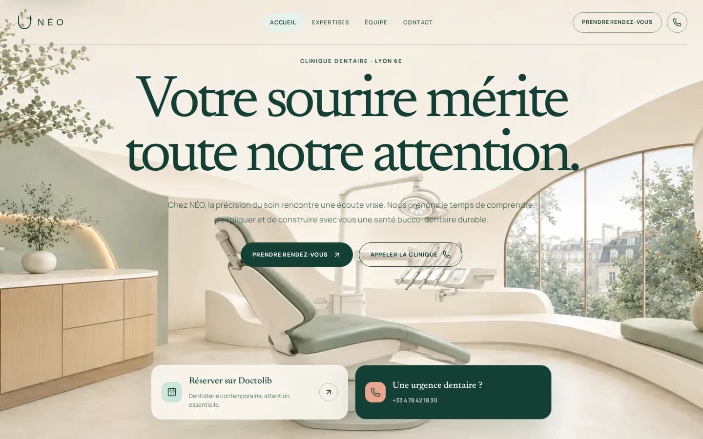 Page d’accueil du modèle NÉO