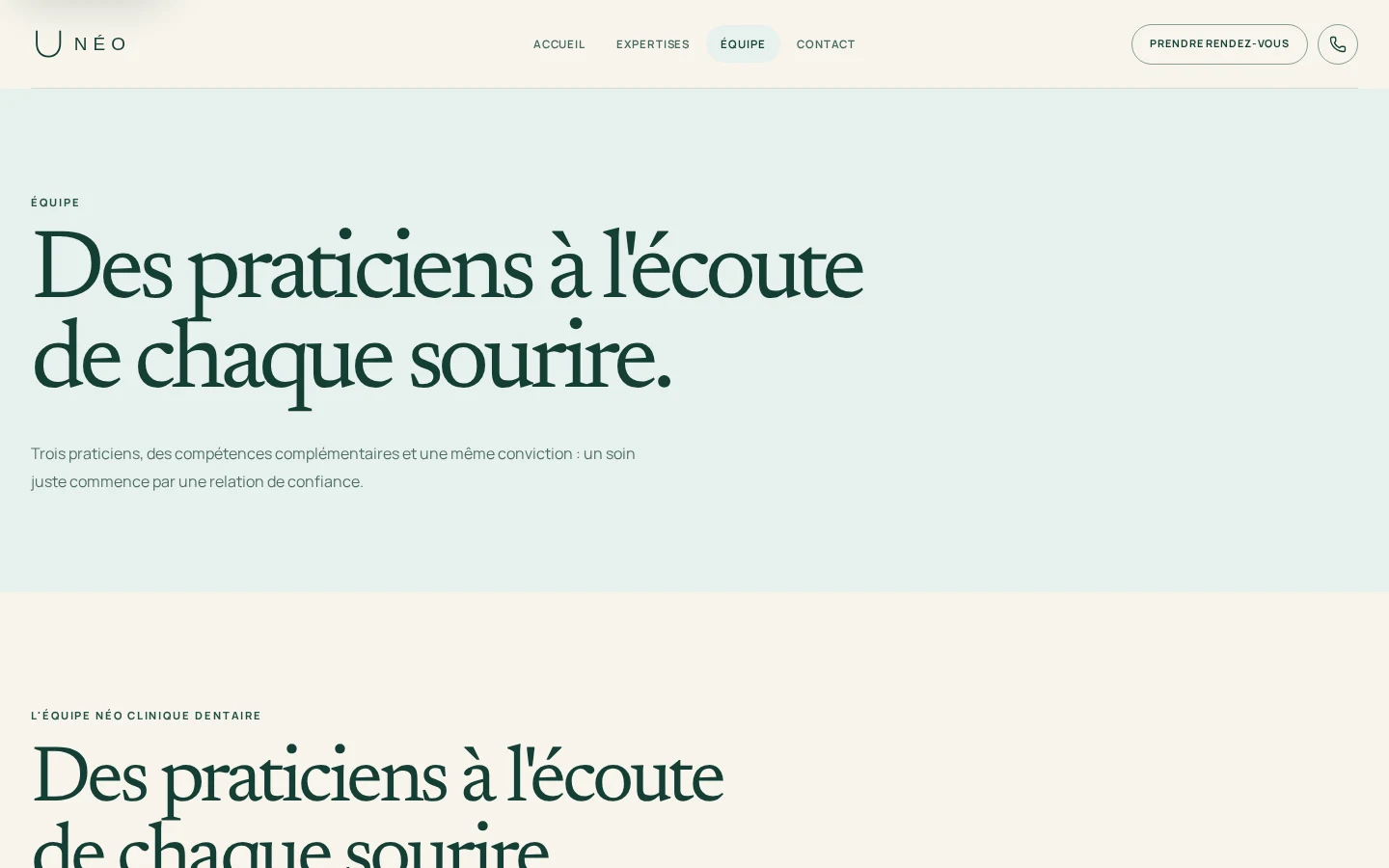 Page de l’équipe du modèle NÉO