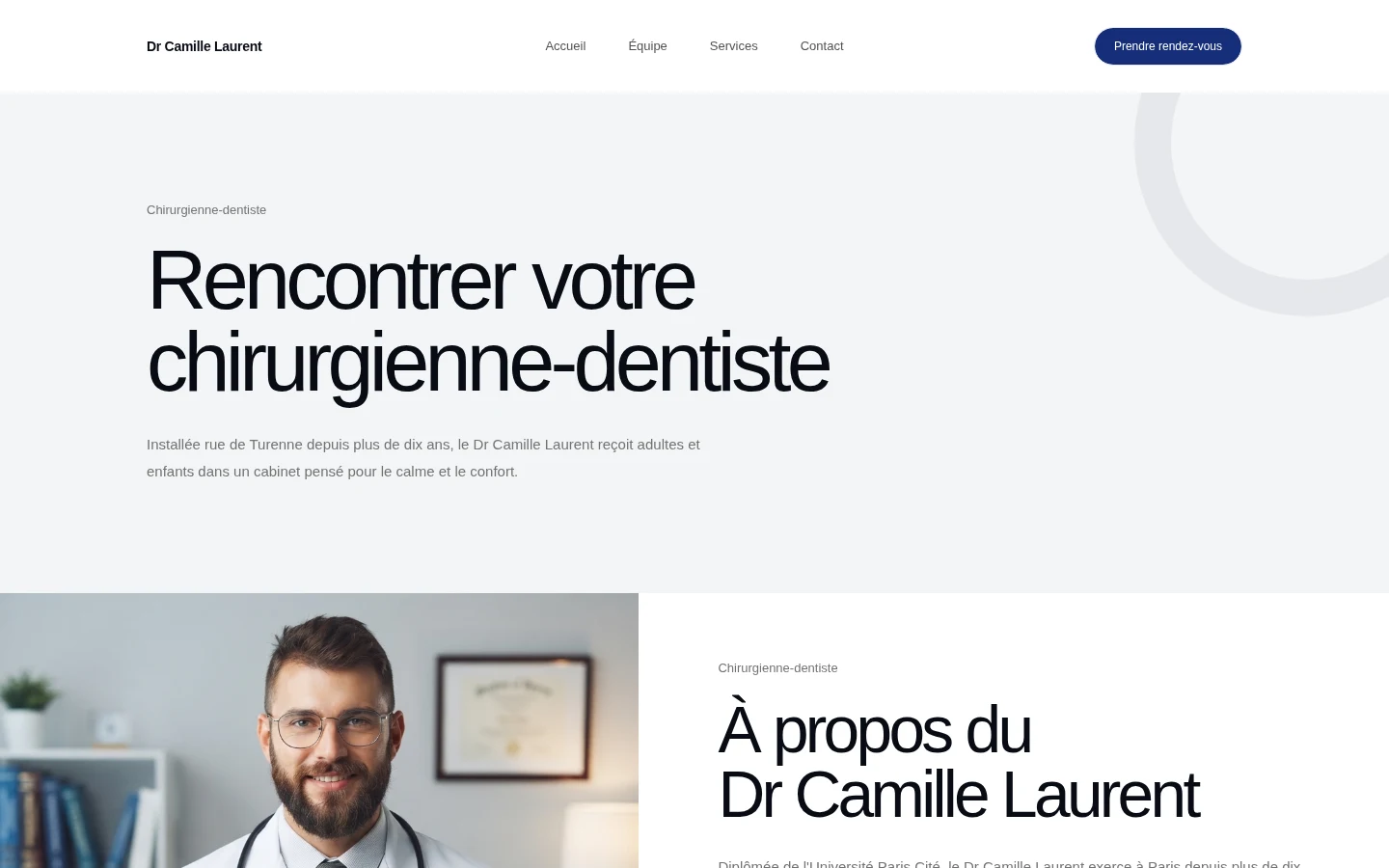 Page de l’équipe du modèle Portrait 01